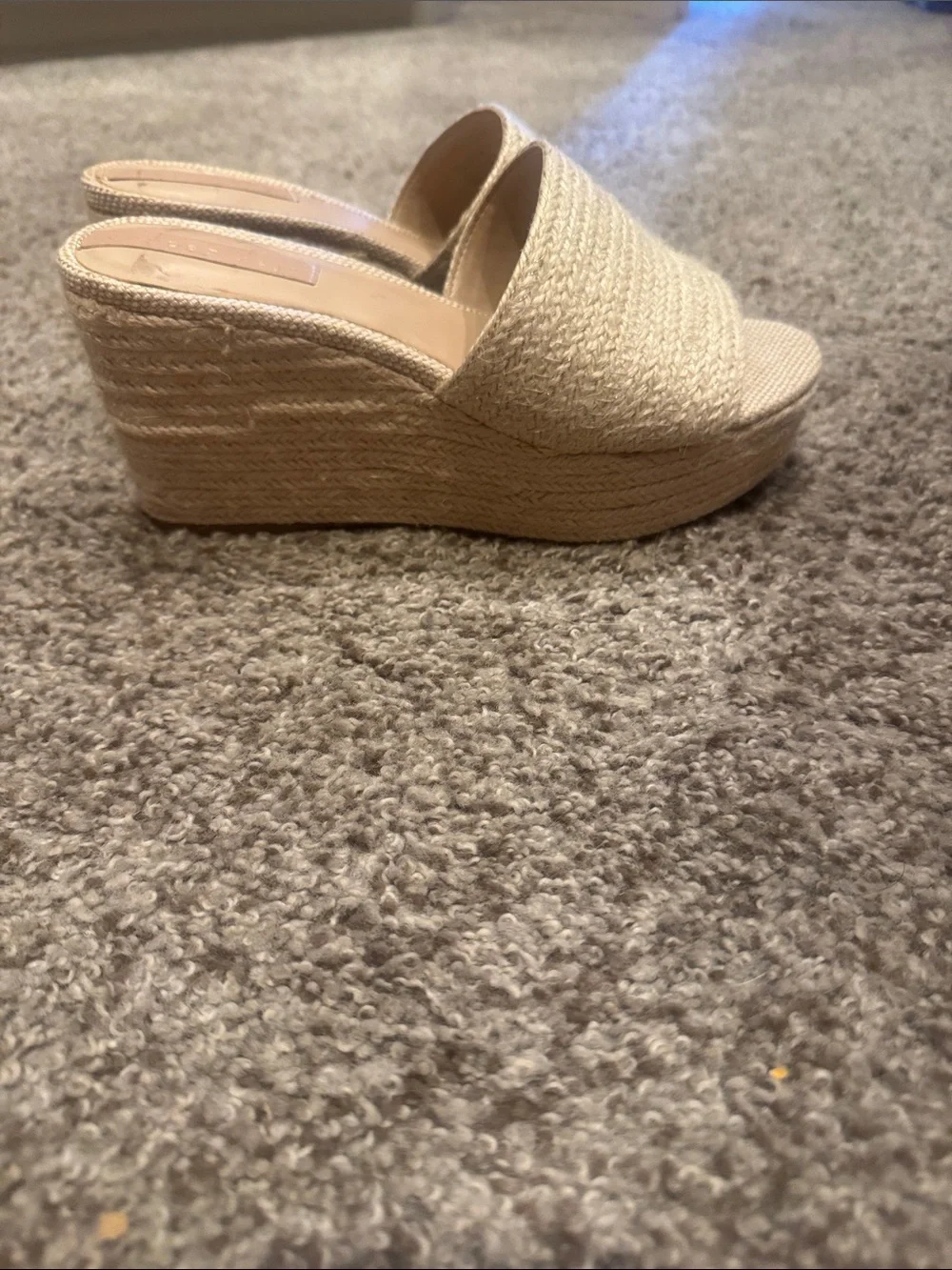 Copper Key Natural Beige Slide Wedge Sandals